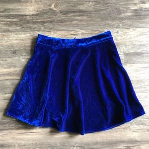 Tobi Electric Blue Velour Flare Mini Skirt